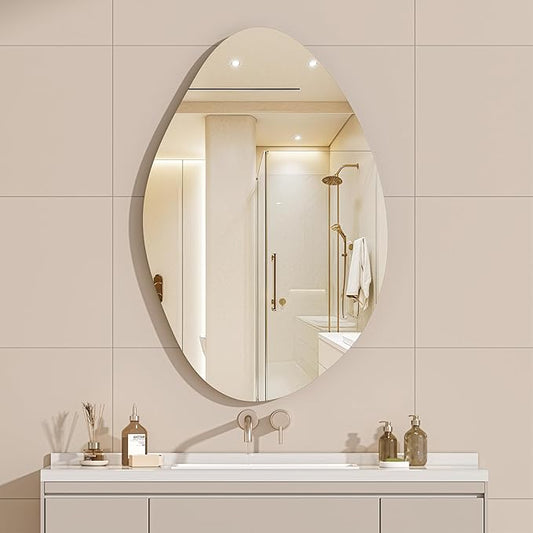 Hasipu Irregular Wall Mirror - 36"x24" Asymmetrical Frameless Mirror, Modern Decorative Mirrors for Living Room, Entryway, Hallway, Bathroom, Bedroom,Wall Mounted Home Decor