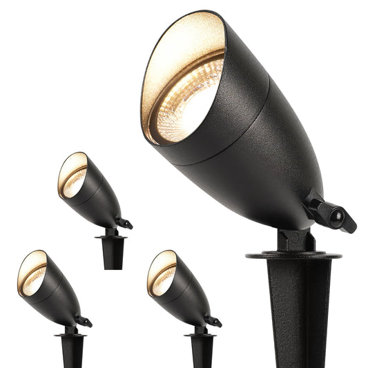 LUTEC 12V Low Voltage Landscape Spot Lights, Aluminum, IP65 Waterproof, 5W 550LM, 3000K Warm White, 4 Pack