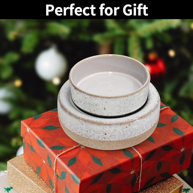 Wax Melt Warmer, Ceramic Candle Melter Melting Wax 3-in-1 Oil Burner Electric Fits Yankee Large Jar, Scented Candle Holder for Home Decor Gifts for Mom Grandma Women Girls