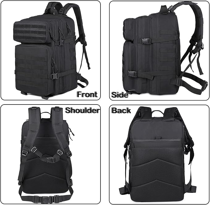 56L Tactical Backpack, Military Molle Backpack Army 3 Day, Waterproof Durable Hiking Rucksack for Men, 24H Outdoor Survival Bug Out Bag for Camping, Travel, Hunting, Khaki