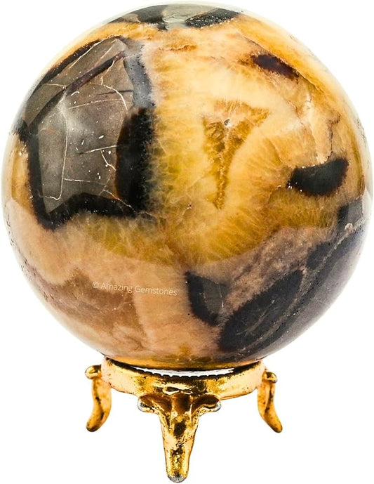 Amazing Gemstone Septarian Crystal Ball with Stand - 3 Inches Large Crystal Sphere Meditation Balls for Witchcraft and Decorative Balls