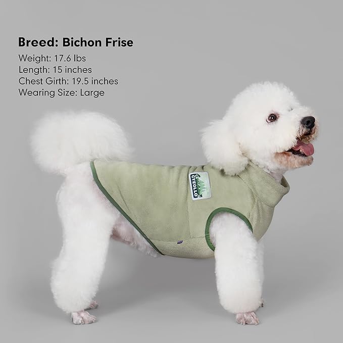 cyeollo Dog Sweaters for Small Dogs, Turtleneck Fleece Dog Sweater Stretchy Pullover Dogs Jacket Vest Lightweight Soft Warm Winter Pet Clothes, Green M