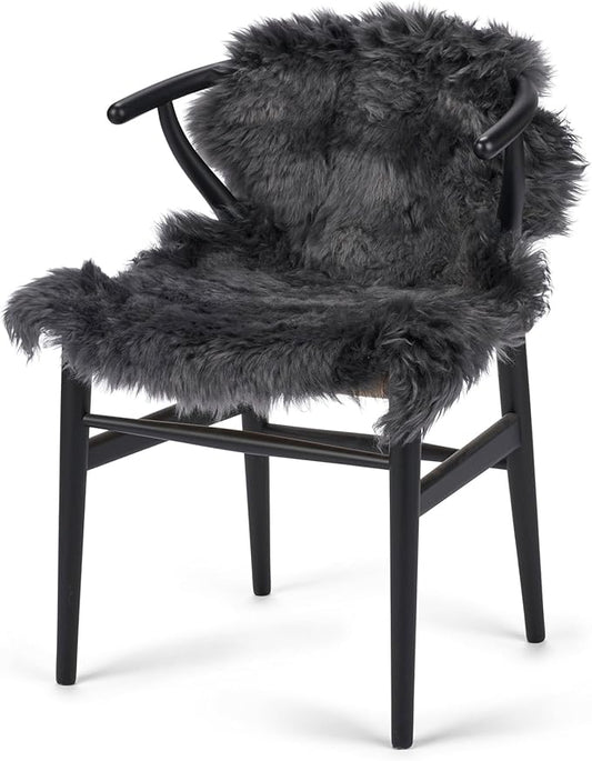 Sheepskin Long Hair 2x3 ft | Bedside Rugs for bedrooms, Sofa, Chair or The Dining Table | Each Sheepskin Rug is Unique and Created by Nature | Small Fluffy Rug in Color Dark Grey