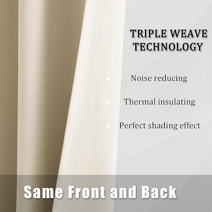 DUALIFE Extra Long Cream Beige 120 Inch Length Curtains 10 FT Blackout Window Drapes for Bedroom Room Darkening Grommet Curtains 60 x 120 Inches Long Buttercream 2 Panels