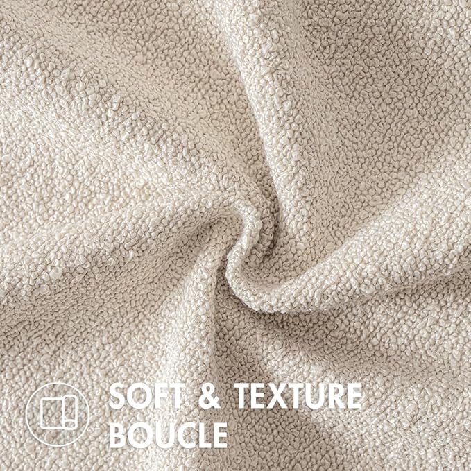 MIULEE Textured Boucle Throw Pillow Cover Beige Accent Solid Lumbar Pillow Case Decorative Soft Pack of 1 Couch Cushion Chair Sofa Bedroom Livingroom Home Decor,12x20 Inch
