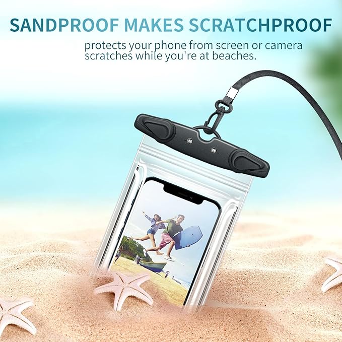 Universal Waterproof Phone Pouch, 4 Pack Waterproof Phone Case with Lanyard Protector for iPhone 17 16 15 14 13 Pro Max XS Plus Samsung Galaxy Note up to 7.5", IPX8 Cellphone Dry Bag Beach Essentials