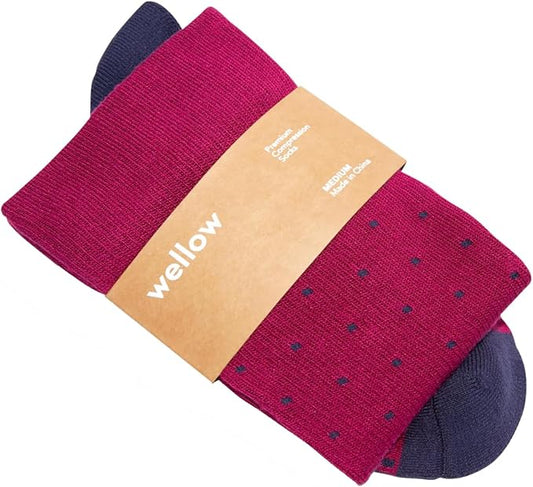 Wellow Premium Socks (Compression Socks - Regular) for Men & Women, Made with Viscose from Bamboo, Knee High, 18-25 mmHg