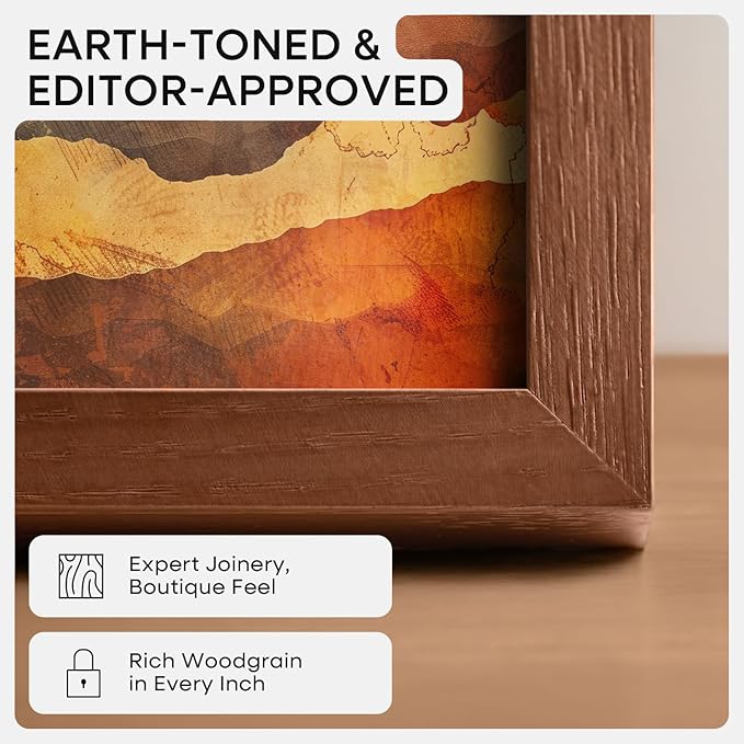 Homeforia 13x19 Picture Frame Brown, High End Dark Oak 13x19 Wooden Frames with Mat 11x17, 13 x 19 Walnut Wood Poster Frame Matted to 11 by 17, 19x13 Hanging Frames, Tempered Glass, Wall Kit, Set of 1