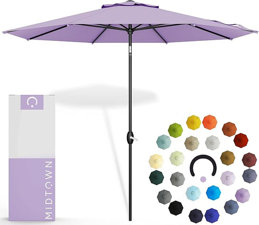 Midtown Umbrellas 10-Year-No-Fade - 6 Ft - UV Proof Purple Polyester Fabric - Umbrella Outdoor Patio, Auto-Tilt Aluminum Frame Large Patio Umbrella for Garden, Pool & Deck - Black Pole
