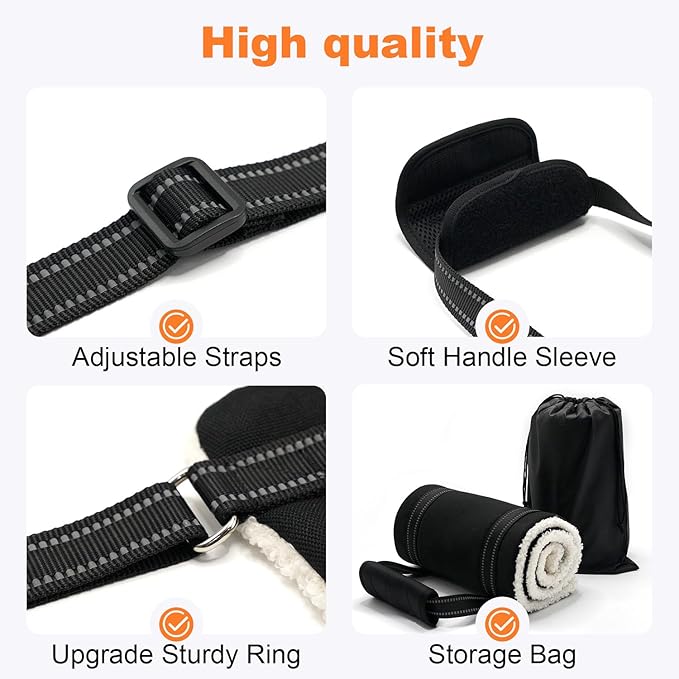 COODEO Adjustable Comfortable Dog Sling with Handle Hind Leg Support Soft Lift Support and Rehab Harness for Weak Rear Legs,Helps Senior, Injured, Disabled and After ACL Surgery Dogs Large (Black, XL)
