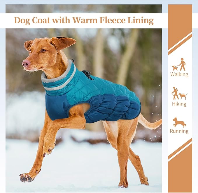 OUOBOB Dog Coats for Small Dogs, Puppy Coat, Warm Winter Jacket, XS Dog Coat with Harness Built in, Waterproof Pet Cold Weather Coats, Puppy Winter Clothes Snowsuit Chihuahua Maltese,XS