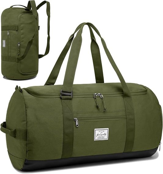 Lyweem Travel Duffel Bag for Men Duffle Bag Large Size for Women Weekender Overnight with Shoes Compartment Multifunctional Gym Bags 60L, Green