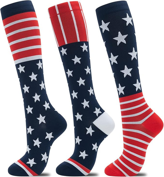 fenglaoda Compression Socks for Women Men 3 Pairs Graduated Compression Support Circulation Socks for Nurses