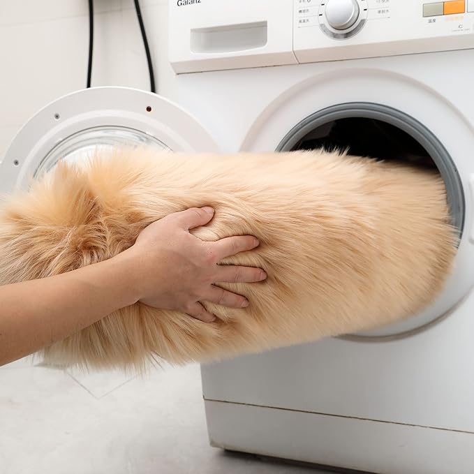 Fluffy Faux Fur Rug Brown Sheepskin Area Rug,2x4 Ft Ultra Soft Shaggy Plush Rug for Bedroom Bedside Living Room Nursery Kids Room