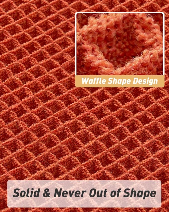 AMOAMI Upgraded Waffle Bath Mat, Super Absorbent Non Slip Bath Mats for Bathroom Floor, Machine Washable Bathroom Rugs with Tassels, Rubber Backed Bathroom Mats, Ultra Soft, 18" x 30", Orange