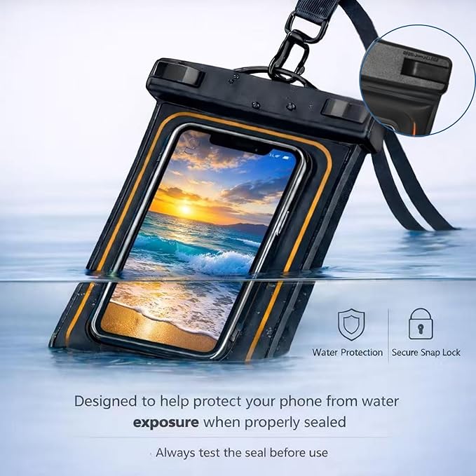 2-Pack IPX8 Floating Waterproof Phone Pouch, Dry Bag with Lanyard, Fits up to 7.2”, Compatible with iPhone 16/15/14/13 Pro Max, Galaxy S25/S24 Ultra, Pixel for Snorkeling, Kayaking (White-White)