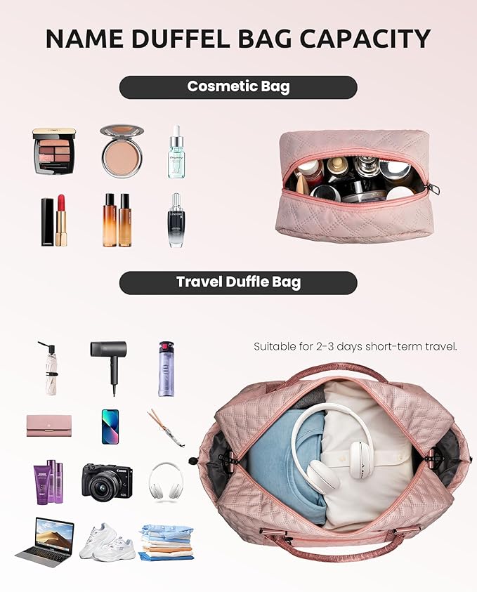 Vogewood Initial Duffle Bag - Personalized Weekender Monogram Letter Travel Overnight Bag with Makeup & Shoe Compartments, Granddaughter & Friend Gifts'