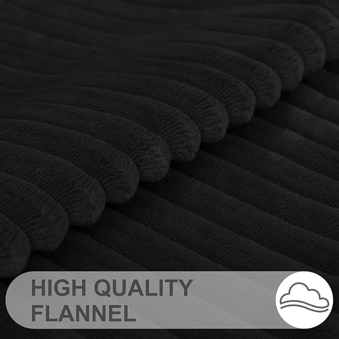 Simmore Decorative Spring Euro Sham Throw Pillow Covers 24x24 Set of 2, Soft Natural Plush Flannel Double-Sided Fluffy Couch Pillow Covers for Sofa Living Room, Black