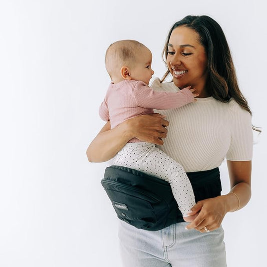 Tushbaby The Original Premium Quality Hip Seat Carrier – Safety-Certified Baby & Toddler Carrier with Secure Safety Buckles, No-Flimsy-Foam Design, Storage Pockets & Nursing Pillow. 0–3 yrs