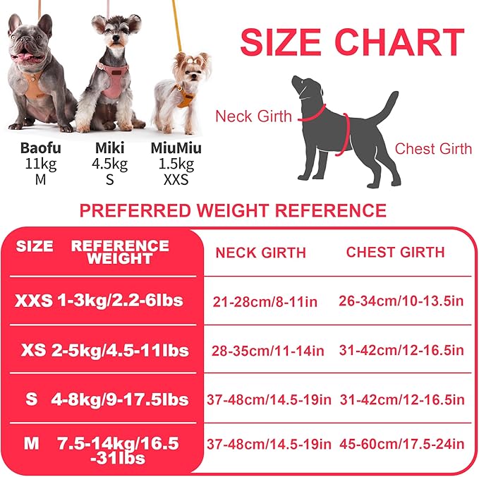 Puppytie No Pull Dog Harness with Multifunction Dog Leash,Soft Adjustable No Choke Escape Proof Pet Harness Vest for Medium Dogs or Large Dogs,red-Camellia,M