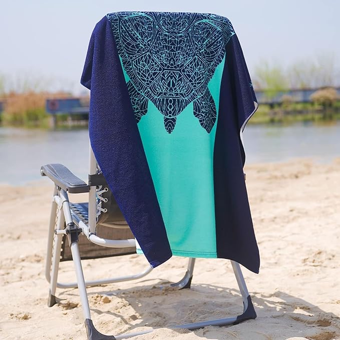 Genovega 2 Packs Oversized Beach Towel Set 36 x 72 in Large Big Pool Camping Swim Clearance Soft Towels Travel Essentials Accessories Must Haves Vacation Necessities Adult Gifts Shark Turtle