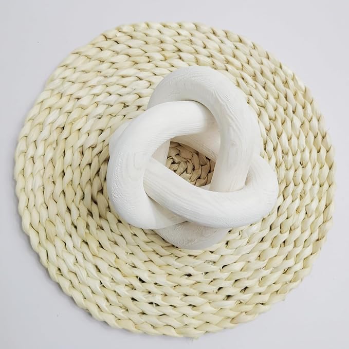 3-Ring Wooden Chain, Pine Wood Carving, Modern Home Minimalist Coffee Table Decoration, Living Room, Bedroom, Bookshelf, Porch Decoration（F）