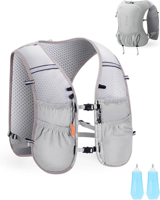 ECOHUB Running Hydration Vest Backpack with 2*500ML Soft Flask, Lightweight Trail Running Pack for Men Women, Adjustable No Bounce Hydration Backpack for Marathon Hiking Cycling
