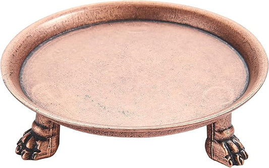 khtumeware Vintage 4.5 Inch Solid Brass Antique Copper Clawfoot Candle Dish - Pedestal Dish - Candle Holder - Jewelry Holder - Perfect for Wax Candles, Rings, and Trinkets
