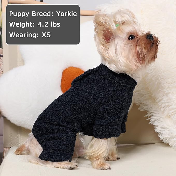 Dog Sweaters for Small Dogs Winter Dog Pajamas Sized Dogs Boy Girl Fleece Pet Clothes Puppy Outfit 4 Legs Jumpsuits for Chihuahua Yorkie Cat Apparel (Blue, XX-Small)
