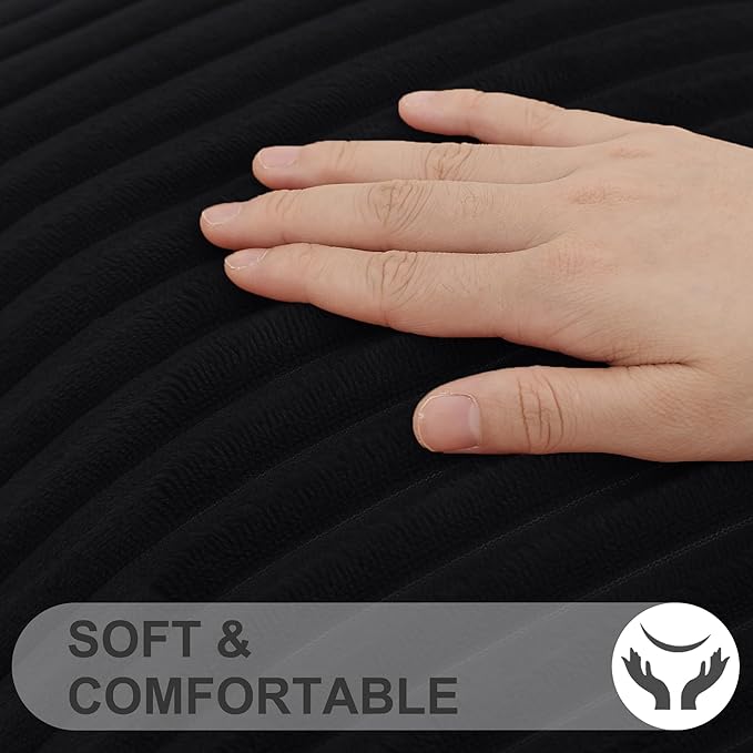 Simmore Decorative Spring Euro Sham Throw Pillow Covers 24x24 Set of 2, Soft Natural Plush Flannel Double-Sided Fluffy Couch Pillow Covers for Sofa Living Room, Black