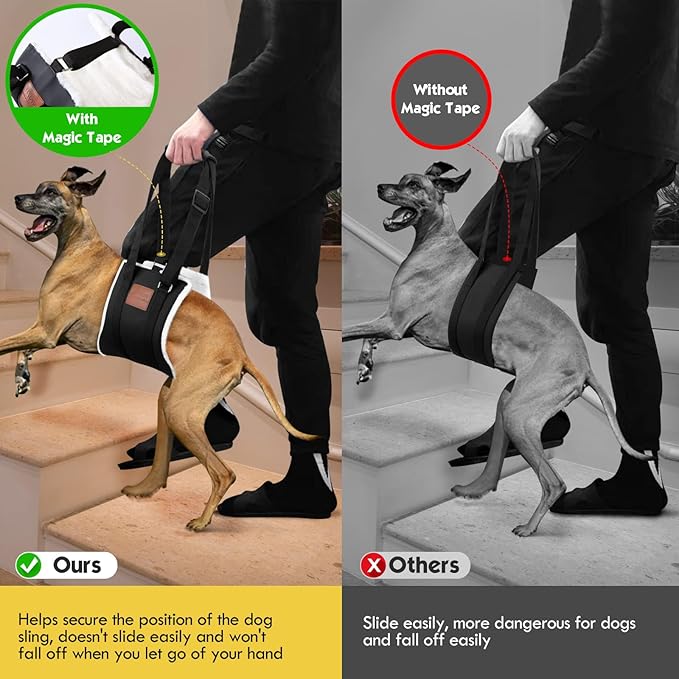 S-ETOVUS Dog Sling for Back Legs, Dog Lift Harness, Magic Tape Dog Sling for Large Dogs Hind Leg Support, Elderly Dog Lifter, Help Canie Hip Arthritis K9 Cruciate Ligament Rehabilitation (Medium)