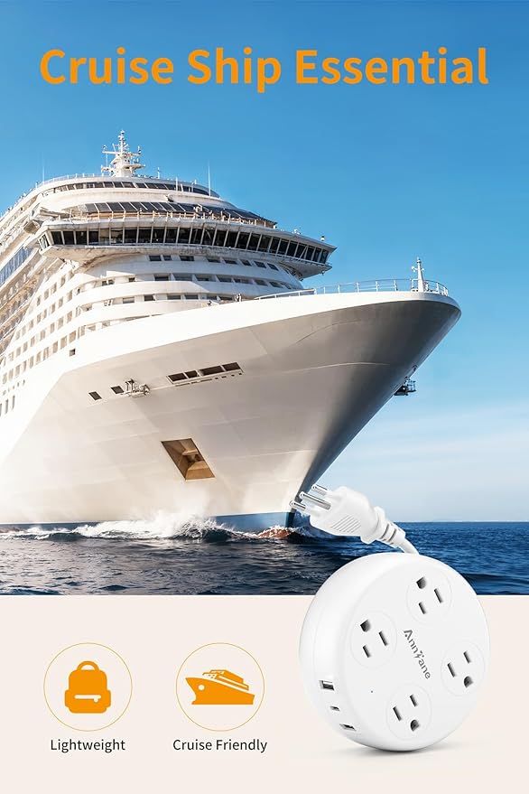 Italy Travel Adapter with USB C, US to Italy Plug Adapter with 4 Outlets 3 USB Ports, Type L Power Adapter for US to Chile Ethiopia Libya Syria Tunisia Uruguay (White)