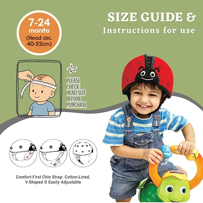 SafeheadBABY Soft Baby Head Protector Helmet for Crawling and Walking 7–24 Months – Ultra-Lightweight & Breathable Infant Safety Helmet That Grows with Your Baby (Head Circ. 40–52 cm) – Mushroom Mint