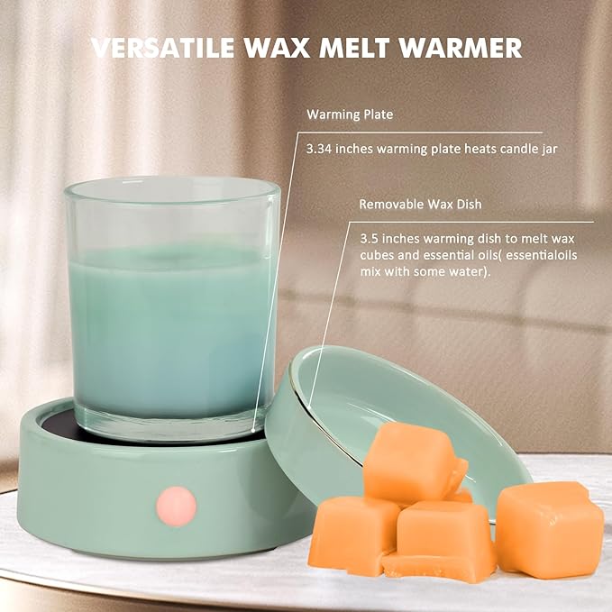 Electric Wax Melt Candle Warmer - 4-in-1 Essential Oil Candle Burner Ceramic Fragrance Warmer for Scented Wax Tarts Candle Jars Essential Oils Home Office Bedroom Gift Decor