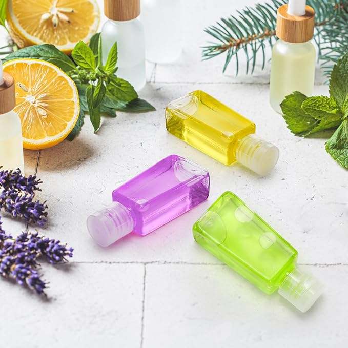 100 Pack 1 OZ Travel Plastic Bottles, Flip Cap Empty Refillable Toiletry Bottle, Mini Clear Hand Sanitizer Bottle, Small Squeeze Sample Container for Shampoo Lotions Liquid Body Soap Cream