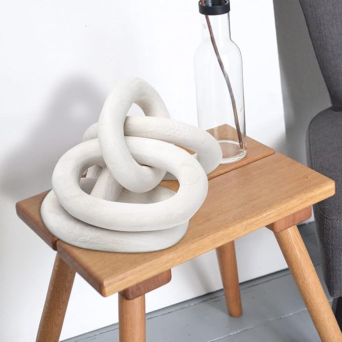 Decorative Wood Link Chain Wooden Chain Decor 5 Link Decoration for Family Party Home Office Decoration Supplies(White)