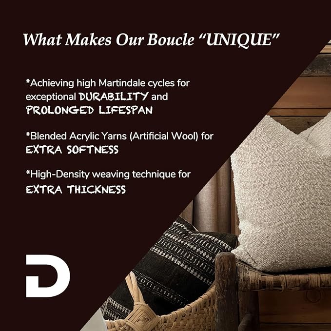 DOMVITUS Boucle Pillow Covers 20x20 Luxury Throw Pillow Covers Decorative Pillows for Bed Sofa Pillows for Living Room Accent Couch Soft Cushion Case, 1PC, Ivory