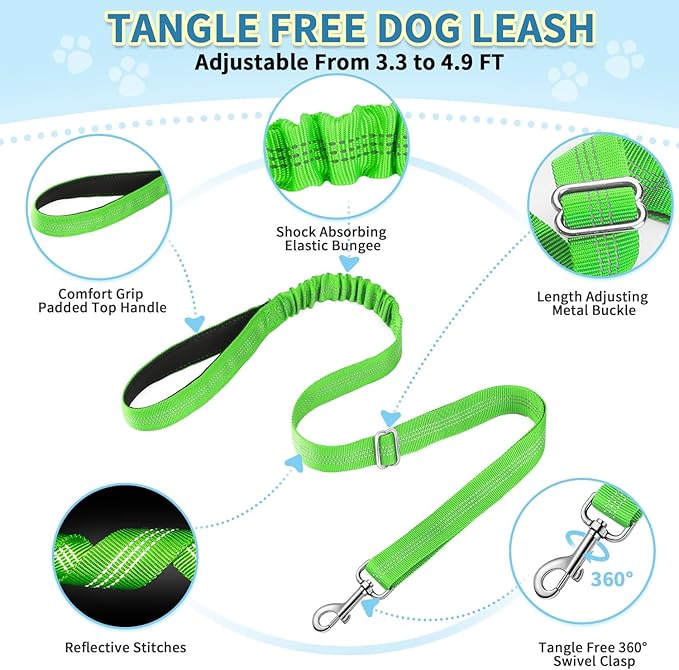 SlowTon No Pull Small Dog Harness and Leash Set, Puppy Soft Vest Harness Neck & Chest Adjustable, Reflective Lightweight & Anti-Twist Pet Lead Combo for Small Medium Dogs (G- Front Clip,S)