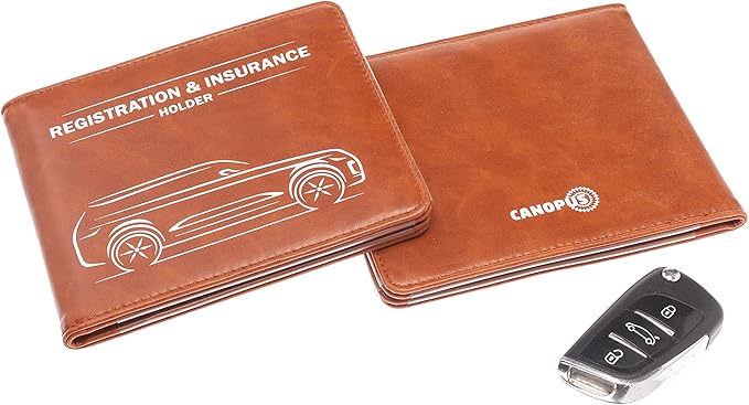 CANOPUS Car Registration and Insurance Holder with Magnetic Closure, Car Document Holder, Vehicle Glove Box Organizer, Wallet for Auto, Motorcycle, Truck and More, 1 Pack with EZ Pass Strip, SUV