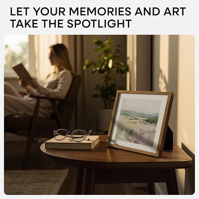 Homeforia 8x8 Picture Frames Bronze, High End Metal 8 x 8 Square Photo Frame with Mat 6 by 6, 8x8 Brass Frame Matted to 6x6 inch Print, 8by8 Wall or Tabletop Frames, Tempered Glass, Wall Kit, Set of 3