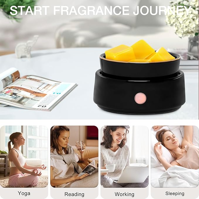 Electric Candle Warmer Ceramic Wax Melt Warmer Burner 3-in-1 Candle Warmer Plate for Scented Wax Jars Home Decor Fragrance Melter Birthday Gifts for Women Mom
