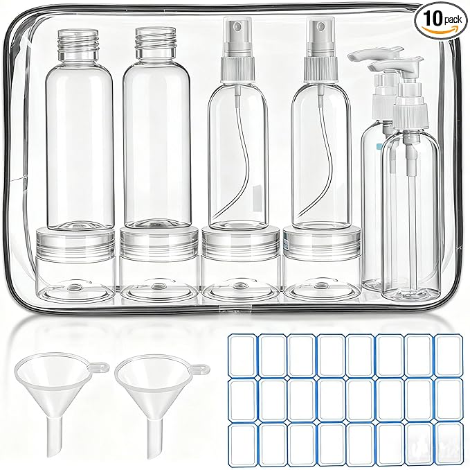 14 Pack Travel Bottles for Toiletries - TSA Approved Leak-Proof Squeezable Containers for Shampoo, Conditioner, Lotion, and Body Wash - Convenient and Practical Travel Accessories