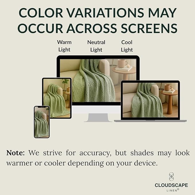 Cloud Scape Linen Extra Large 8 Layer Muslin Throw Blanket - 100% Cotton Gauze, Soft and Breathable, Winter Blanket for Couch, Sofa and Bed, Idea, 50x70, Sage Green