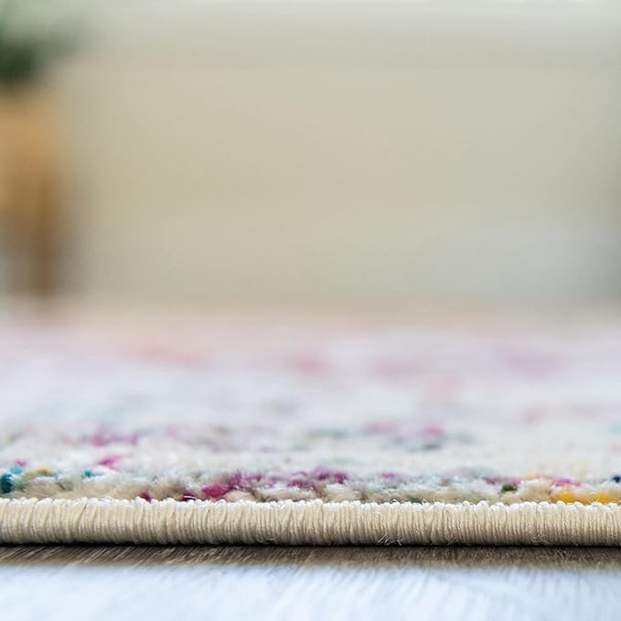 Rugs.com Arlington Collection Rug – 8 Ft Round Multi Medium-Pile Rug Perfect for Kitchens, Dining Rooms