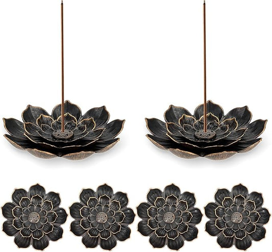6 Pieces Incense Holder Lotus Incense Stick Holder Burner for Home Fragrance Yoga Sauna SPA Vintage Flower Shaped Multihole Holders for Stick