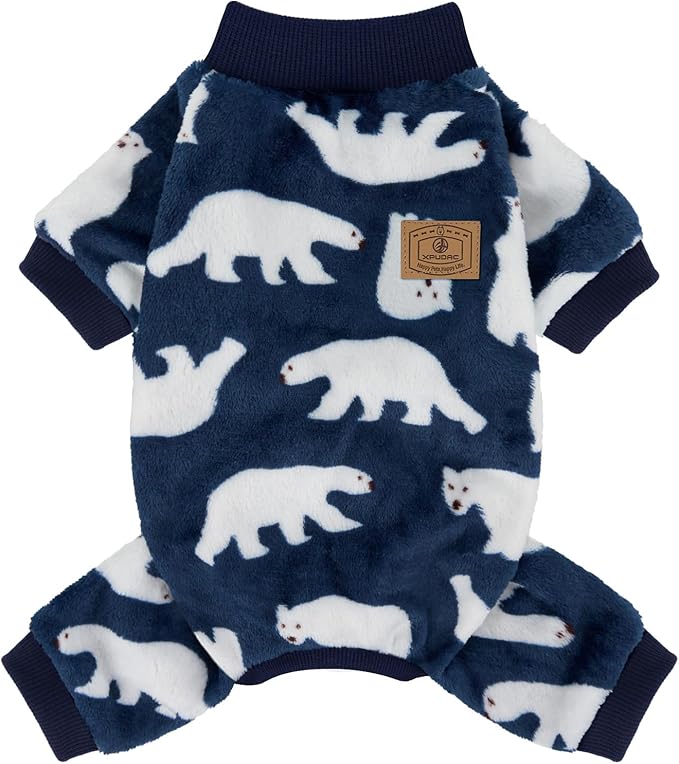 XPUDAC Dog Pajamas Polar Bear Fleece Dog Sweater for Small Medium Dogs Girl Boy Winter Puppy Clothes Pet Outfit Jumpsuit, S