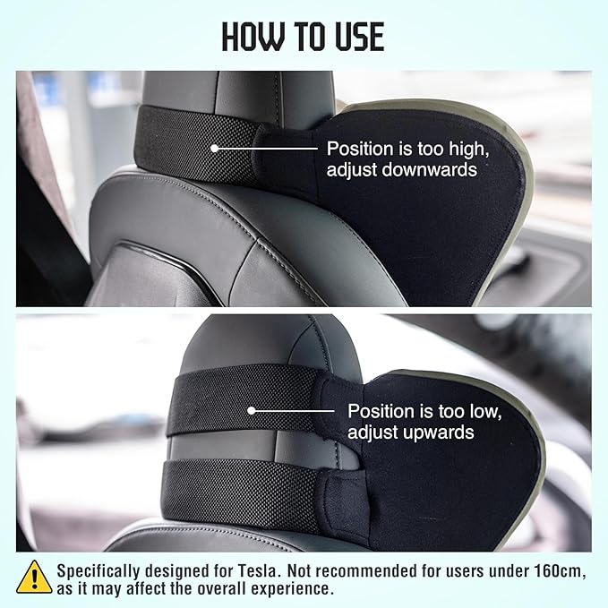 Car Neck Pillow for Driving Seat, Soft Memory Foam Headrest Pillow with Adjustable Strap and Removable Cover, Ergonomic Neck Support for Car, Office Chair, Gaming Chair – Black