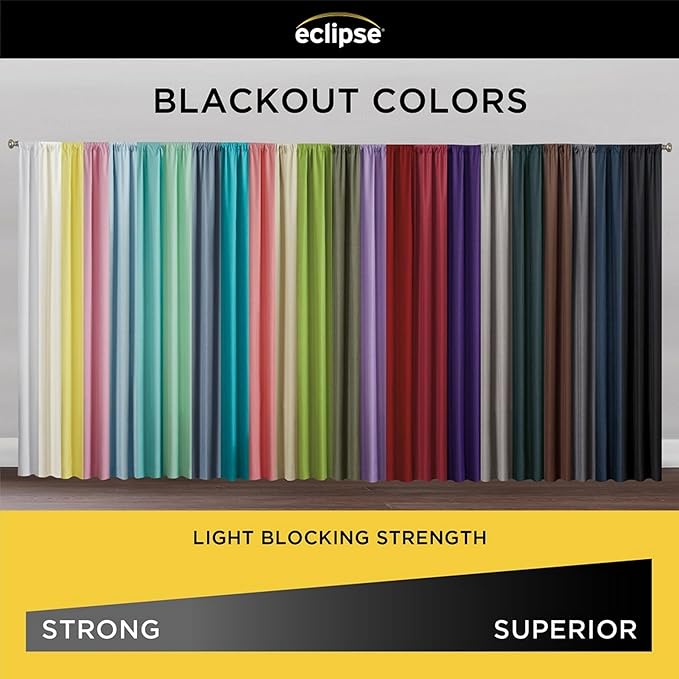 ECLIPSE Kendall Modern Blackout Thermal Rod Pocket Window Curtain for Bedroom or Living Room (1 Panel), 42" x 95", Light Purple