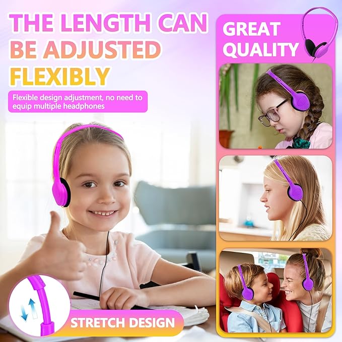 Bulk Headphones for Kids 10 Pack,Class Set of Headphones for School Classroom Students Teen Boys Girls Multi Color