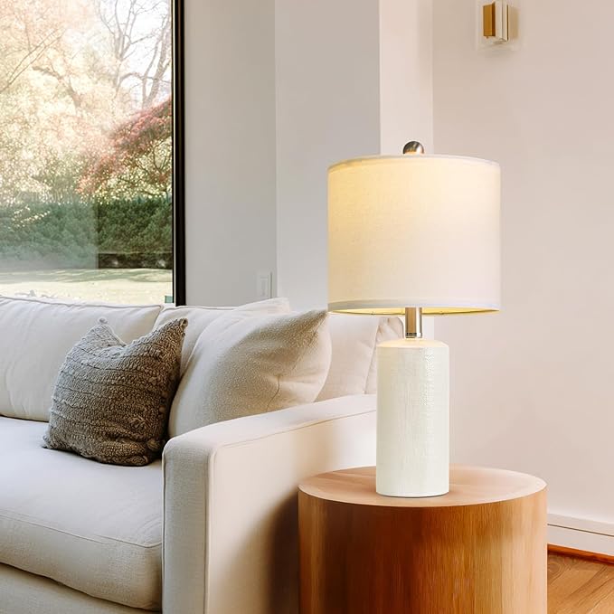 20.5" Small Table Lamps for Living Room Lamp Set of 2 Ceramic Lamps for Bedroom Bedside Lamps Modern Boho Lamps for Night Stands Farmhouse Nightstand Lamp Side End Table Lamp, White